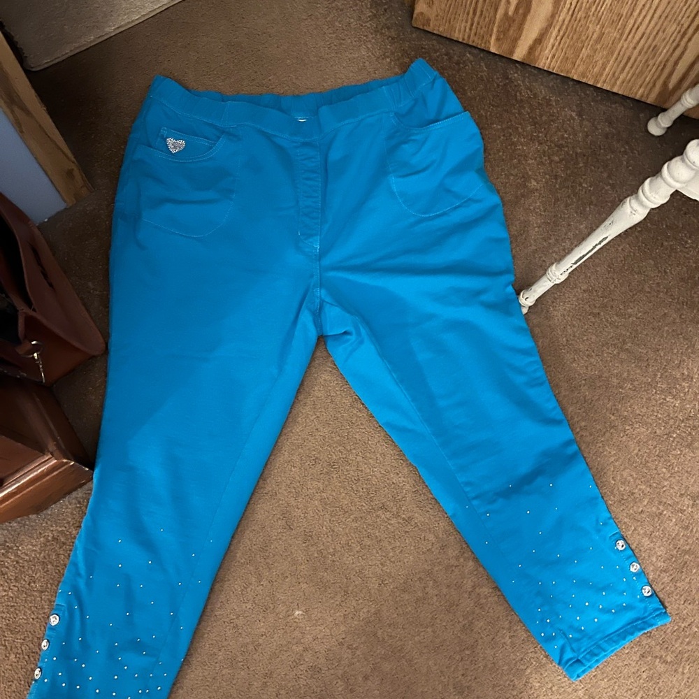 Quacker Factory Turquoise Straight Leg Pants